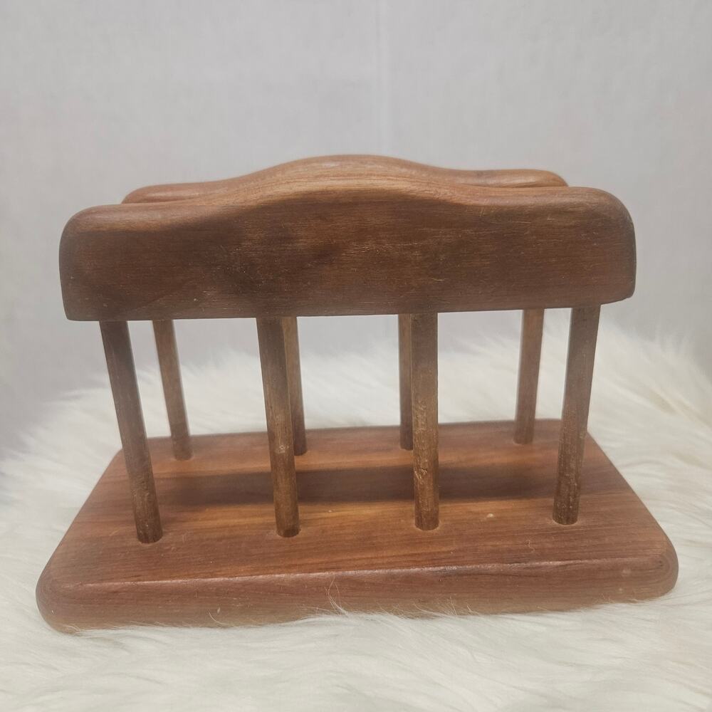 VTG Goodwood Teak Wood Napkin Holder Letter Memo MCM Boho Decor Thailand